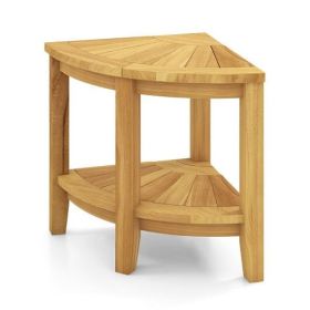 Teak Wood Shower Bench with Storage Shelf for Inside Shower to Sit on