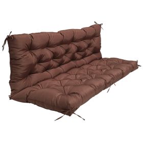 2-3 Seater Swing Cushion Waterproof Outdoor Swing Cushions Replacement Swing Bench Pads Chair Mat with Backrest 8 Tie Straps 59x43.3x3.9in for Patio F (Option: DarkCoffee)