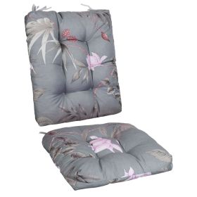 2Pcs Rocking Chair Cushion Upper And Lower Back And Seat Sets with Non-Slip Ties Polyester Fiber Filling Comfortable for Indoor Home Office Car (Option: BeigeLeaf)