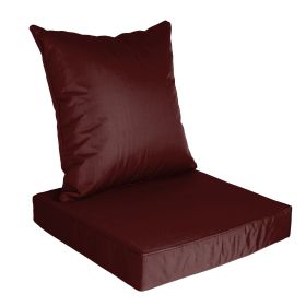 Outdoor Seat Cushion Set Waterproof Patio Furniture Cushion and Back Pillow Fade Resistant Deep Seat Set Chair Pad with Removable Cover for Chair Sofa (Option: JujubeRed)