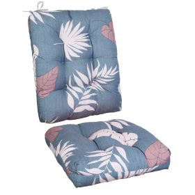 2Pcs Rocking Chair Cushion Upper And Lower Back And Seat Sets with Non-Slip Ties Polyester Fiber Filling Comfortable for Indoor Home Office Car (Option: GreyLeaf)
