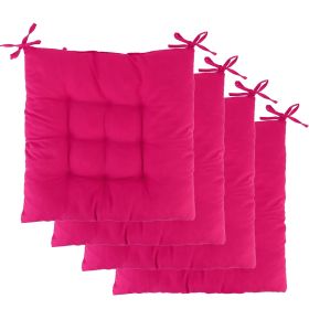 4Pcs Chair Cushion Pads Pillow 15.75x15.75x2.37in Soft Tie On Square Sitting Mats For Home Office Car Sitting Travel (Option: Red)