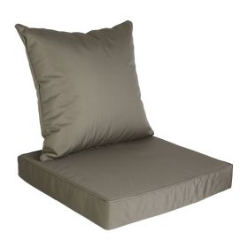 Outdoor Seat Cushion Set Waterproof Patio Furniture Cushion and Back Pillow Fade Resistant Deep Seat Set Chair Pad with Removable Cover for Chair Sofa (Option: DarkGrey)