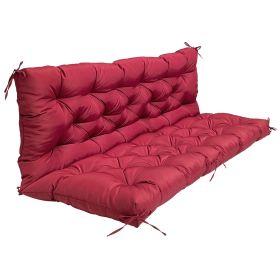 2-3 Seater Swing Cushion Waterproof Outdoor Swing Cushions Replacement Swing Bench Pads Chair Mat with Backrest 8 Tie Straps 59x43.3x3.9in for Patio F (Option: WineRed)