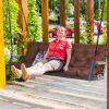 2-3 Seater Swing Cushion Waterproof Outdoor Swing Cushions Replacement Swing Bench Pads Chair Mat with Backrest 8 Tie Straps 59x43.3x3.9in for Patio F