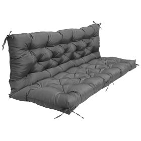 2-3 Seater Swing Cushion Waterproof Outdoor Swing Cushions Replacement Swing Bench Pads Chair Mat with Backrest 8 Tie Straps 59x43.3x3.9in for Patio F (Option: DarkGrey)