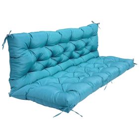 2-3 Seater Swing Cushion Waterproof Outdoor Swing Cushions Replacement Swing Bench Pads Chair Mat with Backrest 8 Tie Straps 59x43.3x3.9in for Patio F (Option: LightBlue)