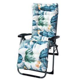 67x22in Chaise Lounger Cushion Recliner Rocking Chair Sofa Mat Deck Chair Cushion (Option: BlueLeaf)