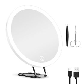 30X Magnifying Mirror With Light 3 Colors Dimmable Brightness Included Tweezer Scissor 
Travel Magnifying Makeup Mirror with Suction Cup 360° Adjusta (Option: White)