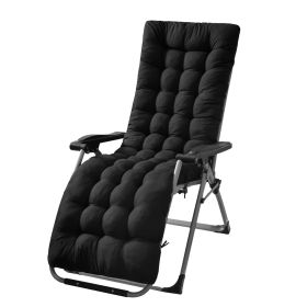 71x22in Chaise Lounger Cushion Recliner Rocking Chair Sofa Mat Deck Chair Cushion (Option: Black)
