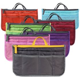 Women Lady Travel Insert Handbag Organiser Makeup Bags Toiletry Purse Liner w/Hand Strap (Option: Pink)